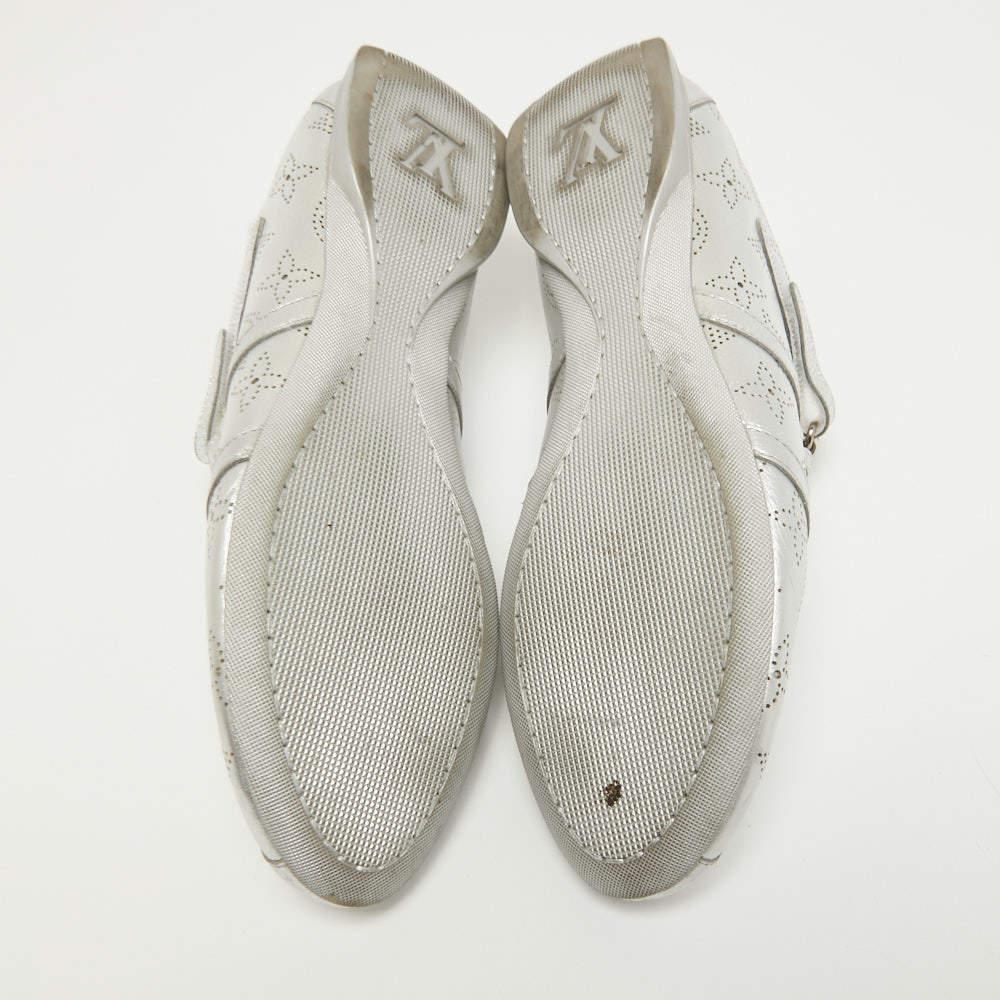 Louis Vuitton Metallic Silver Monogram Leather Sneakers Size 40 2
