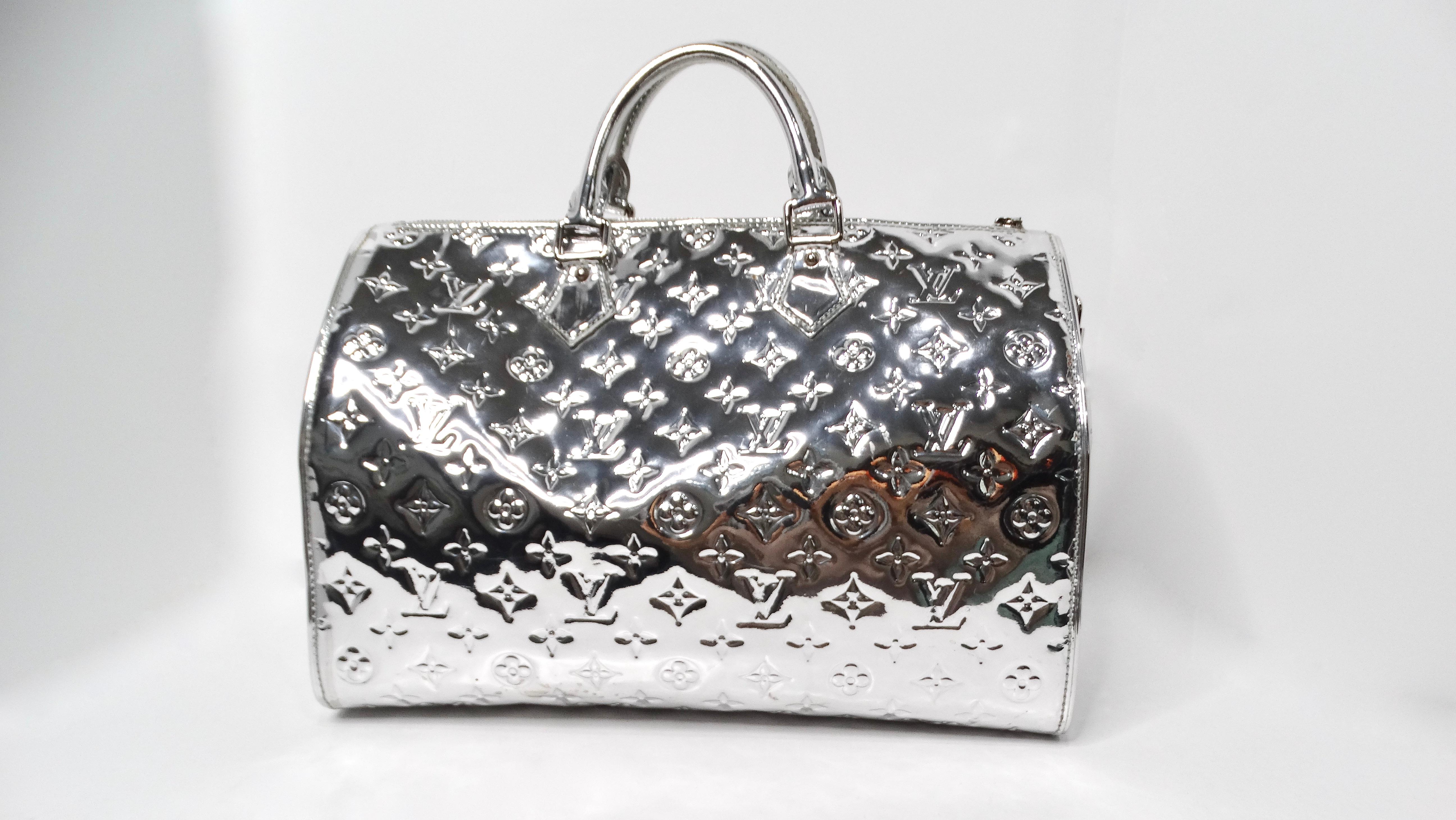 Louis Vuitton Metallic Silver Monogram Miroir Speedy Duffle Bag 2