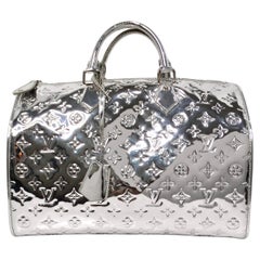 Louis Vuitton Metallic Silver Monogram Miroir Speedy Duffle Bag