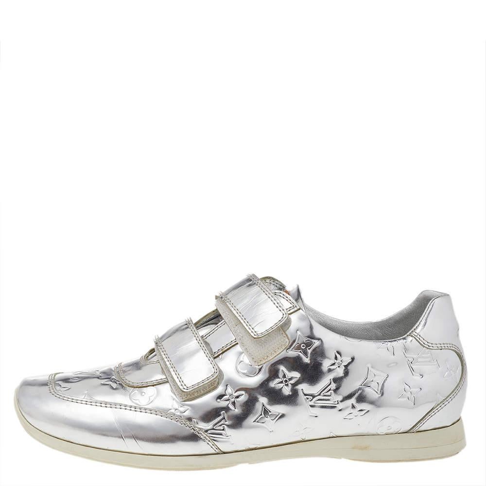 These Tennis shoes from Louis Vuitton are here to elevate your style and let you explore new dimensions in the latest trends. These shoes are created skillfully using the Monogram metallic leather with dual velcro-strap closures adorning the vamps.