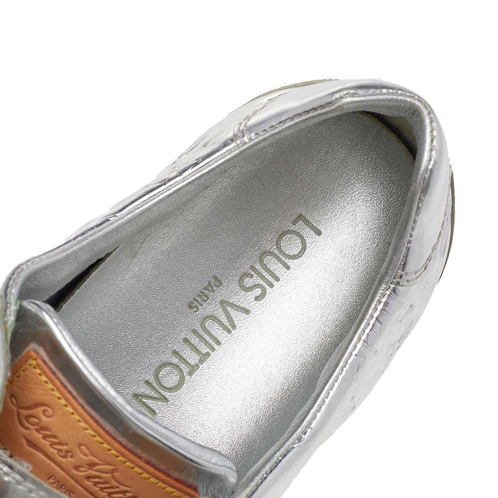 Louis Vuitton Metallic Silver Monogram Mirror Tennis Sneakers Size 38.5 For Sale 2