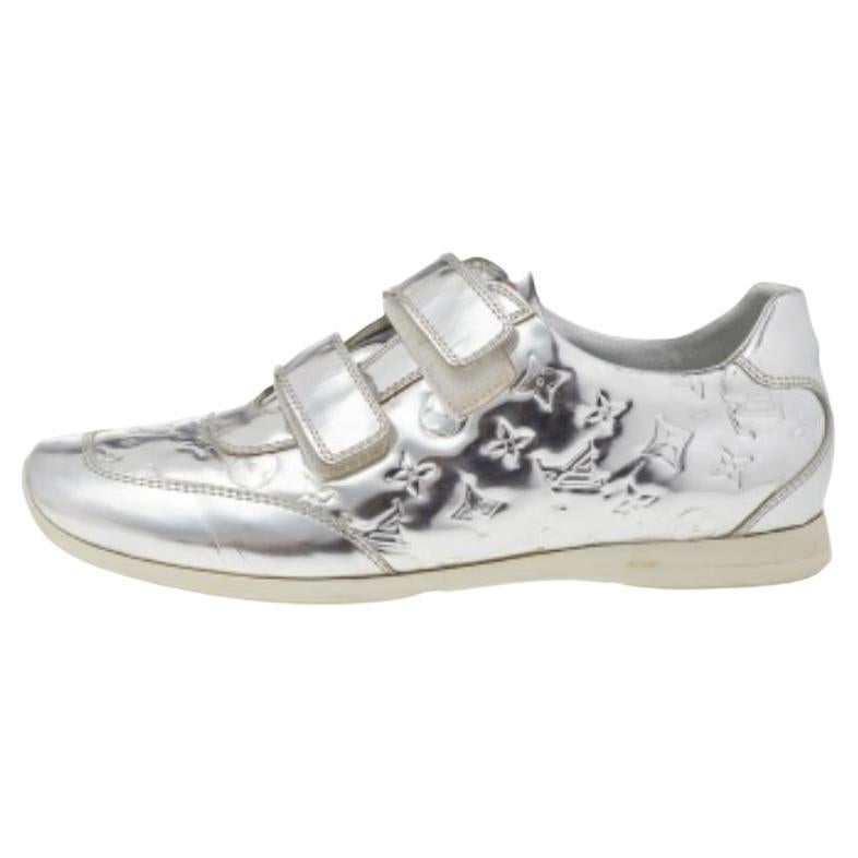 Louis Vuitton Metallic Silver Monogram Mirror Tennis Sneakers Size 38.5