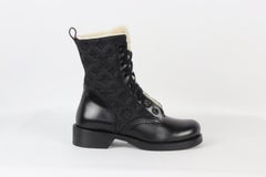 Louis Vuitton Metropolis Shearling Lined Nylon And Leather Ankle Boots Eu 38.5