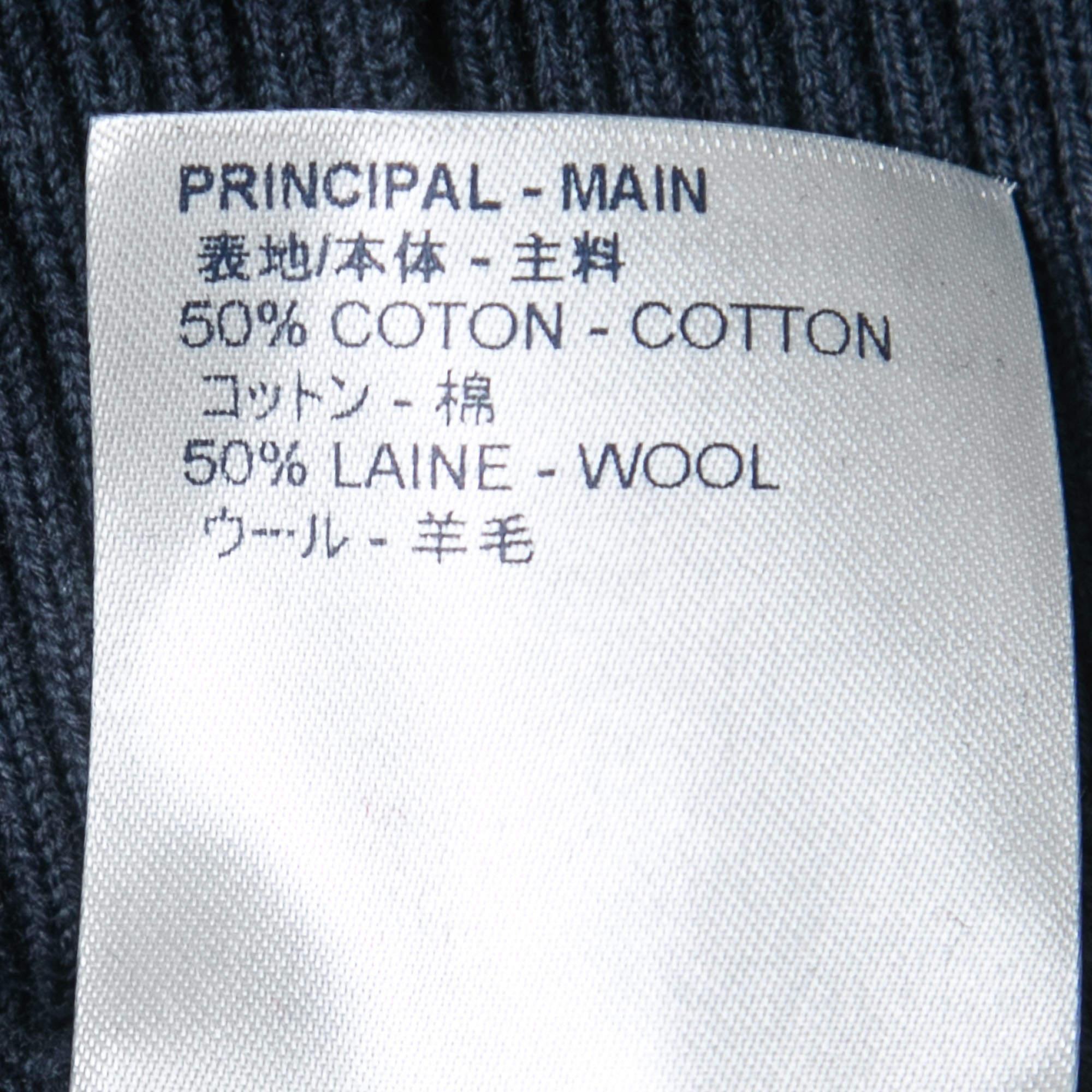 Louis Vuitton Midnight Blue Damier Pattern Wool & Cotton Knit Cardigan 4XL In Good Condition In Dubai, Al Qouz 2