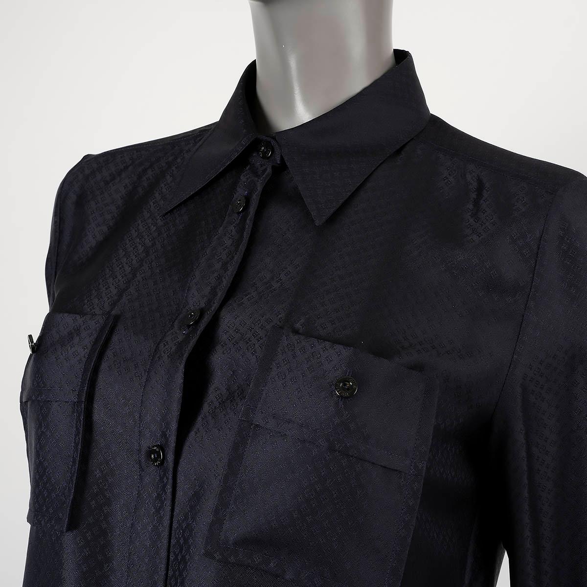 LOUIS VUITTON midnight blue silk 2020 MONOGRAM Button-Up Shirt 36 XS For Sale 1