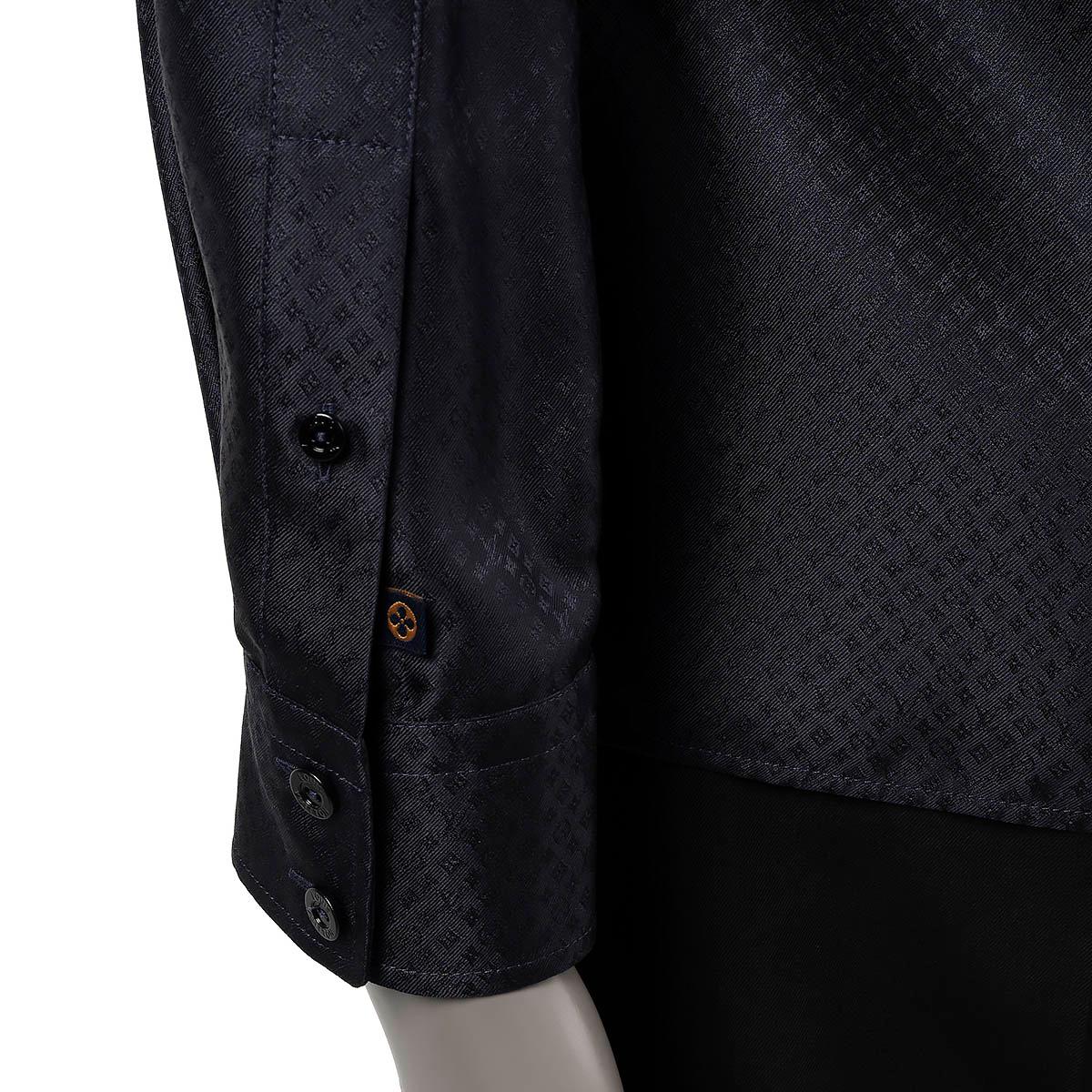 LOUIS VUITTON midnight blue silk 2020 MONOGRAM Button-Up Shirt 36 XS For Sale 2