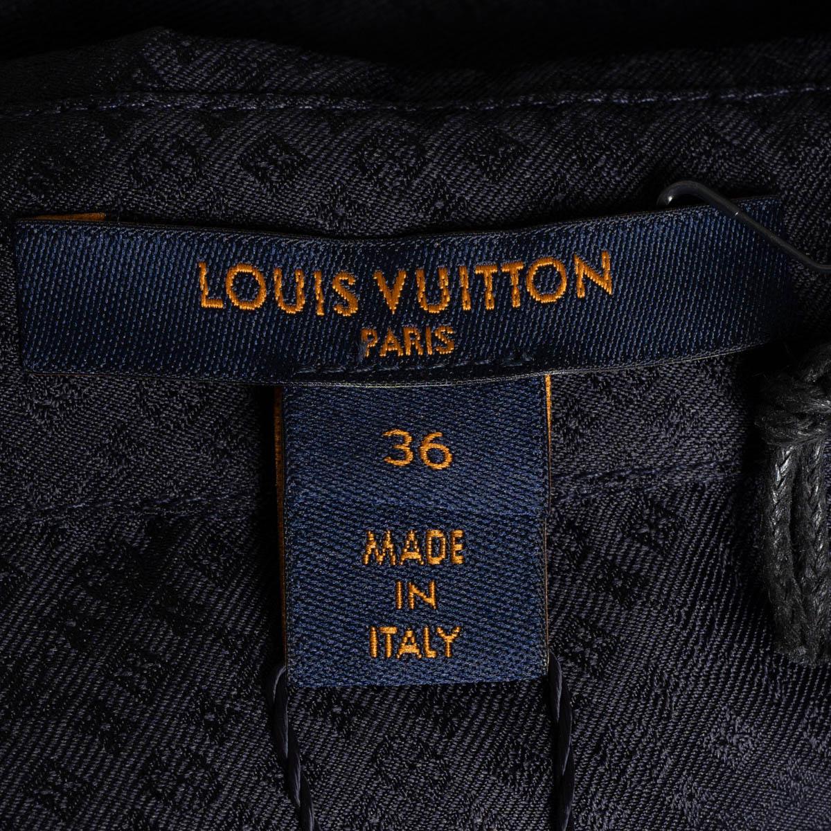 LOUIS VUITTON midnight blue silk 2020 MONOGRAM Button-Up Shirt 36 XS For Sale 3