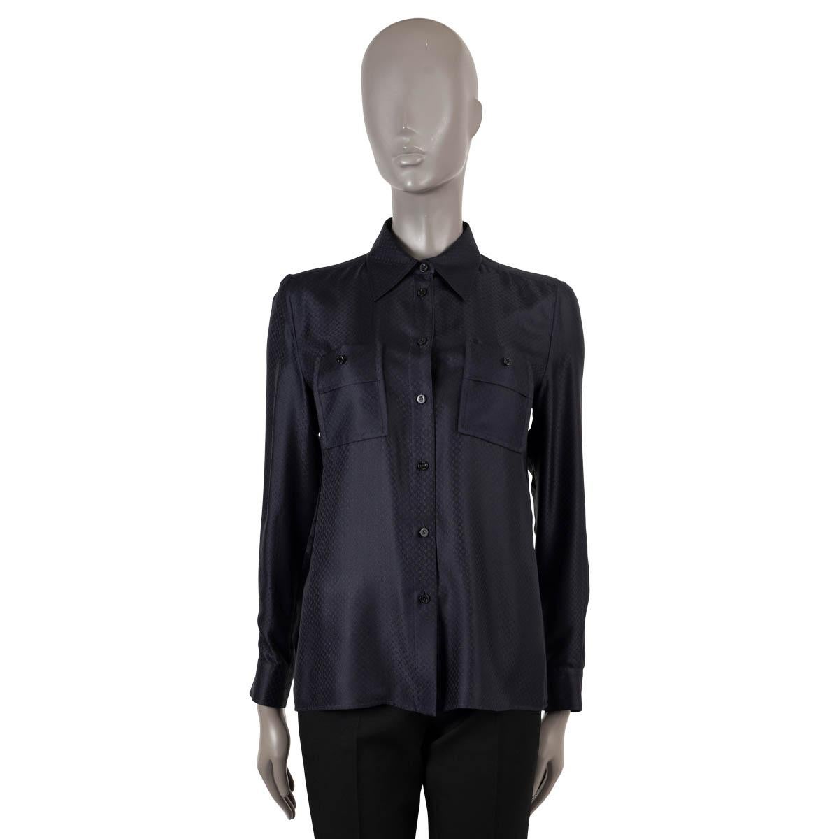 LOUIS VUITTON midnight blue silk 2020 MONOGRAM Button-Up Shirt 36 XS For Sale