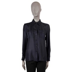 LOUIS VUITTON camicia button-up in seta blu notte 2020 MONOGRAM 36 XS