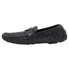 Louis Vuitton Midnight Blue Woven Leather Monte Carlo Slip On Loafers Size 41