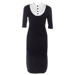 Louis Vuitton Midnight Cashmere Blue Contrast Collar Dress S