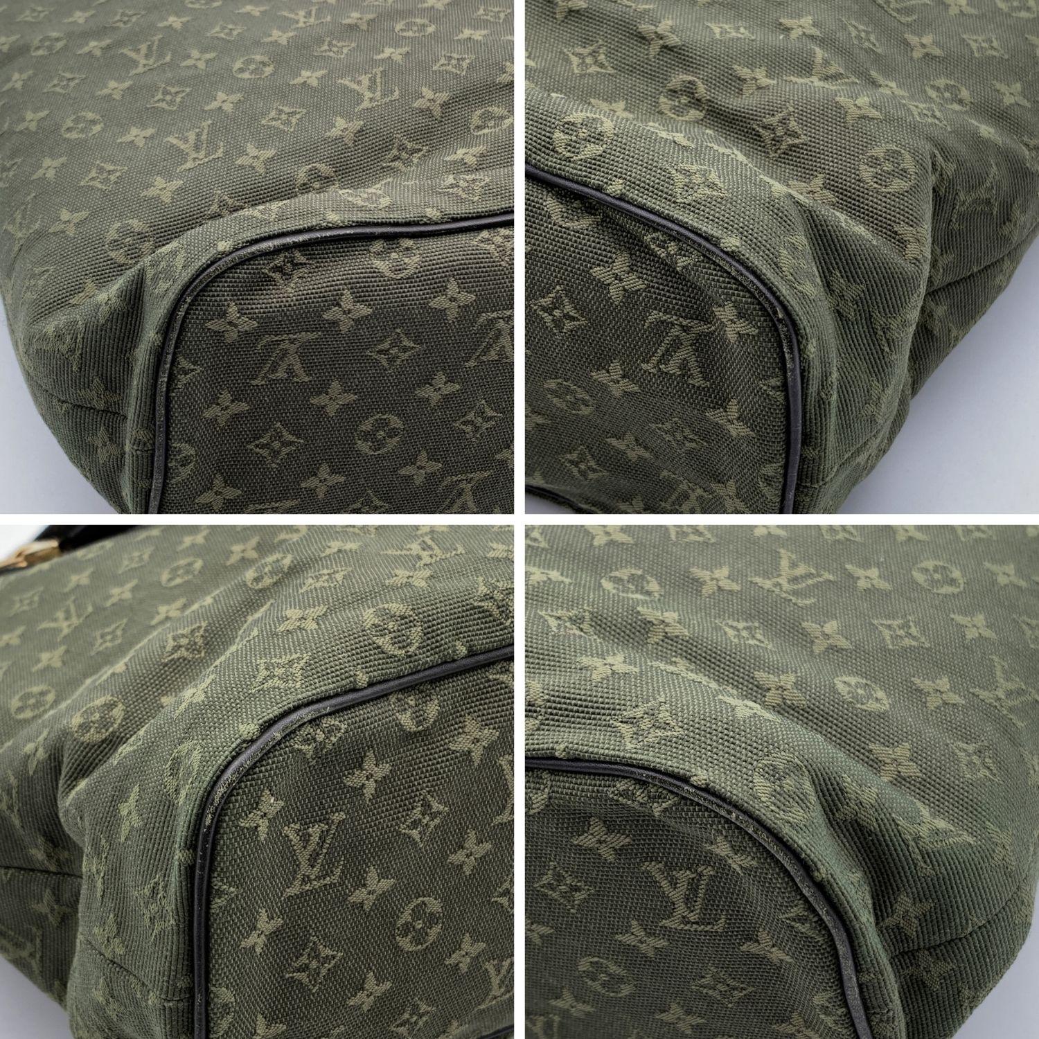 Louis Vuitton Military Green Mini Lin Monogram Lucille GM Tote Bag In Good Condition In Rome, Rome