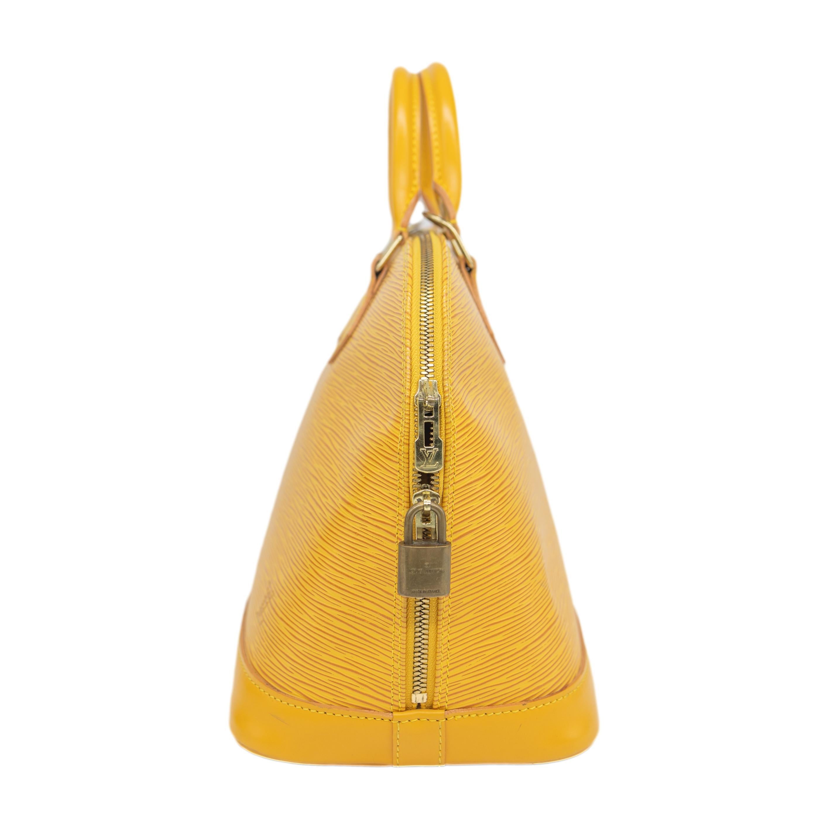 Louis Vuitton Mimosa Yellow EPI Leather Alma PM Top Handle Bag, 1996. For Sale 6