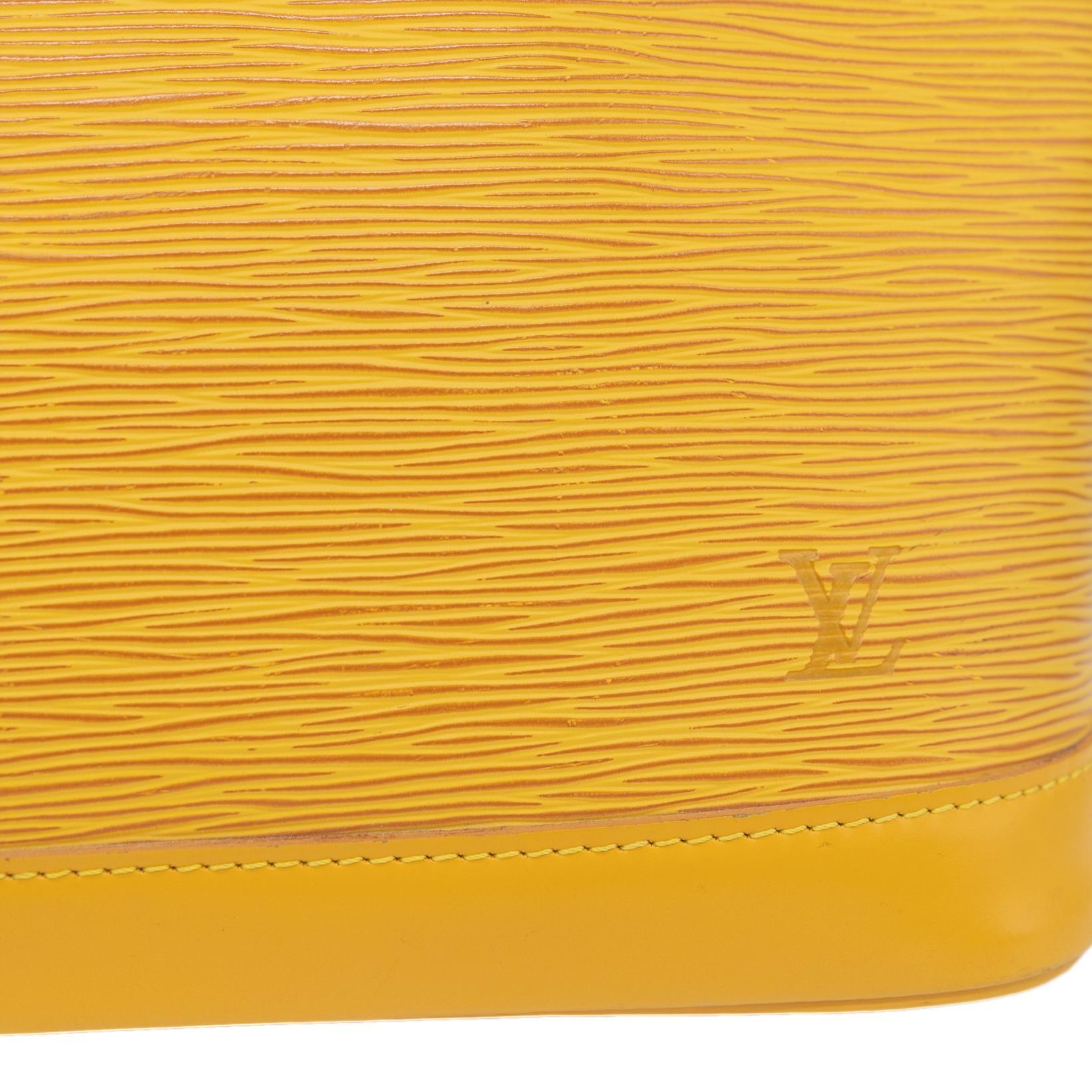 Women's or Men's Louis Vuitton Mimosa Yellow EPI Leather Alma PM Top Handle Bag, 1996. For Sale