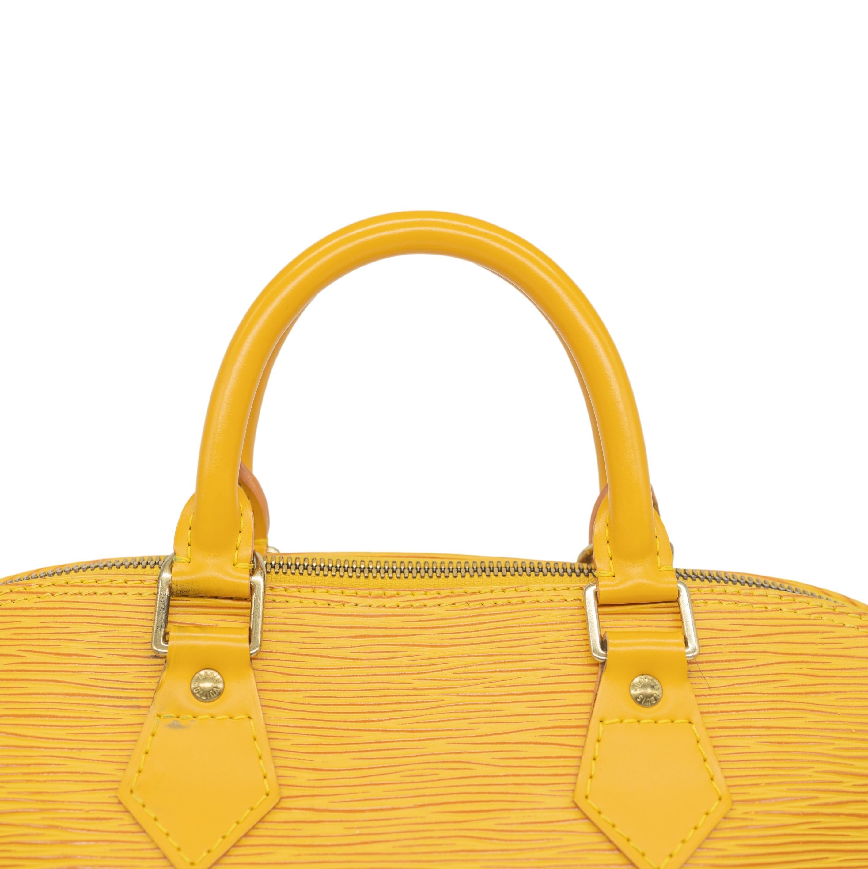 Sac à main à poignée Alma PM en cuir jaune Mimosa de Louis Vuitton, 1996. en vente 1