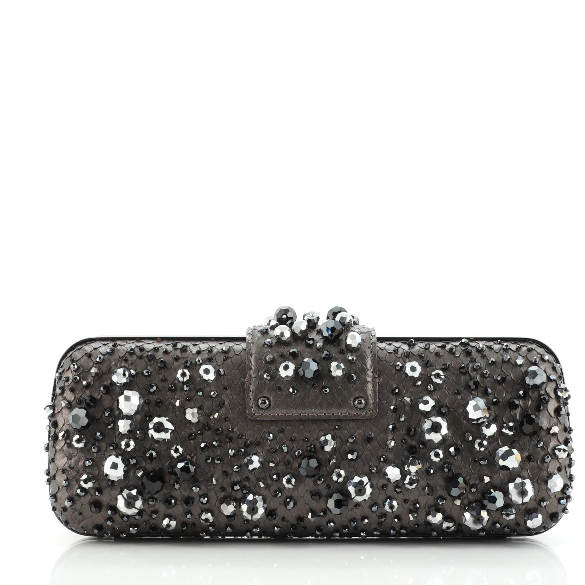 Louis Vuitton Minaudiere Tresor Clutch Embellished Python Long In Good Condition In NY, NY