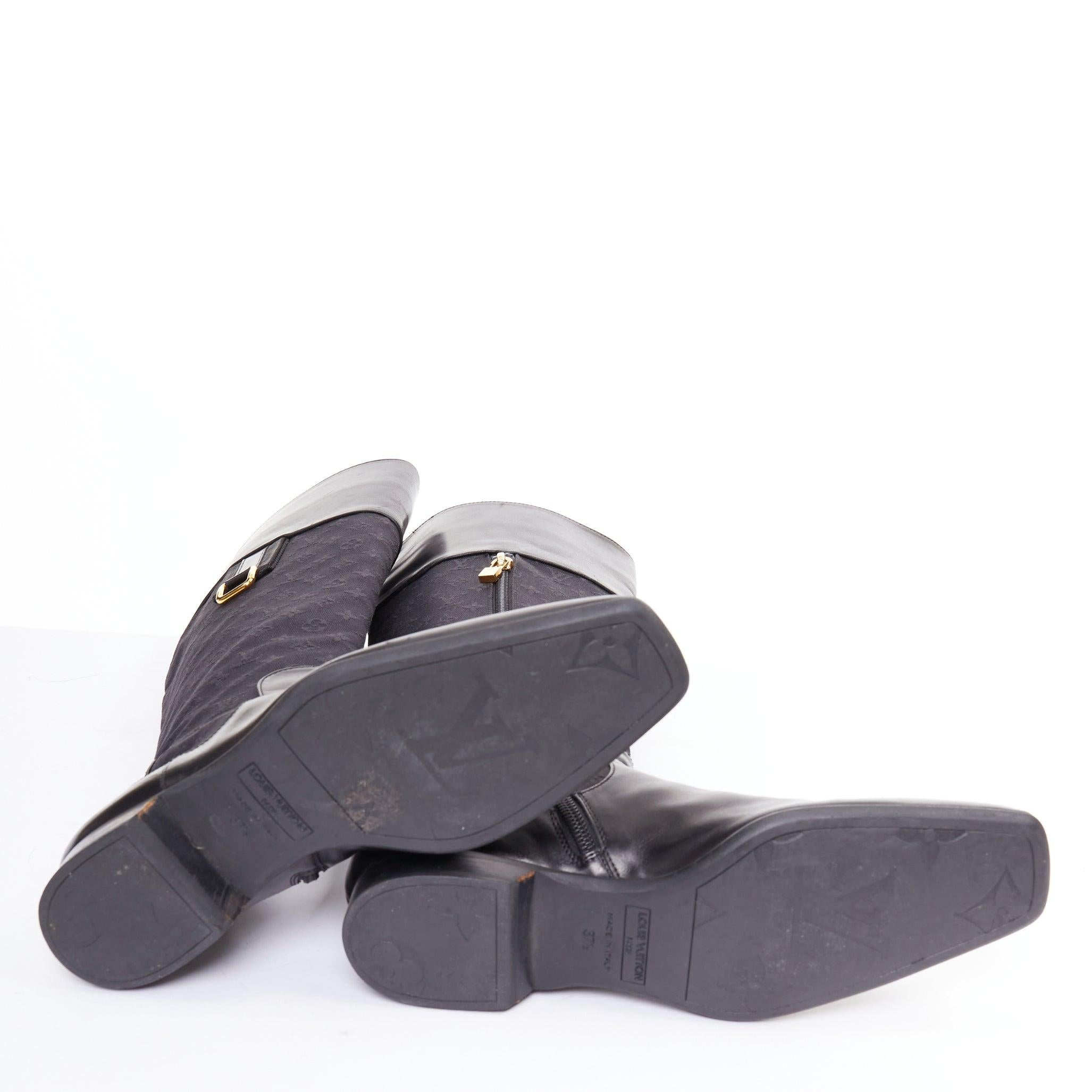 LOUIS VUITTON Mini Lin negro monograma lona saure puntera botas de montar EU37.5 en venta 5