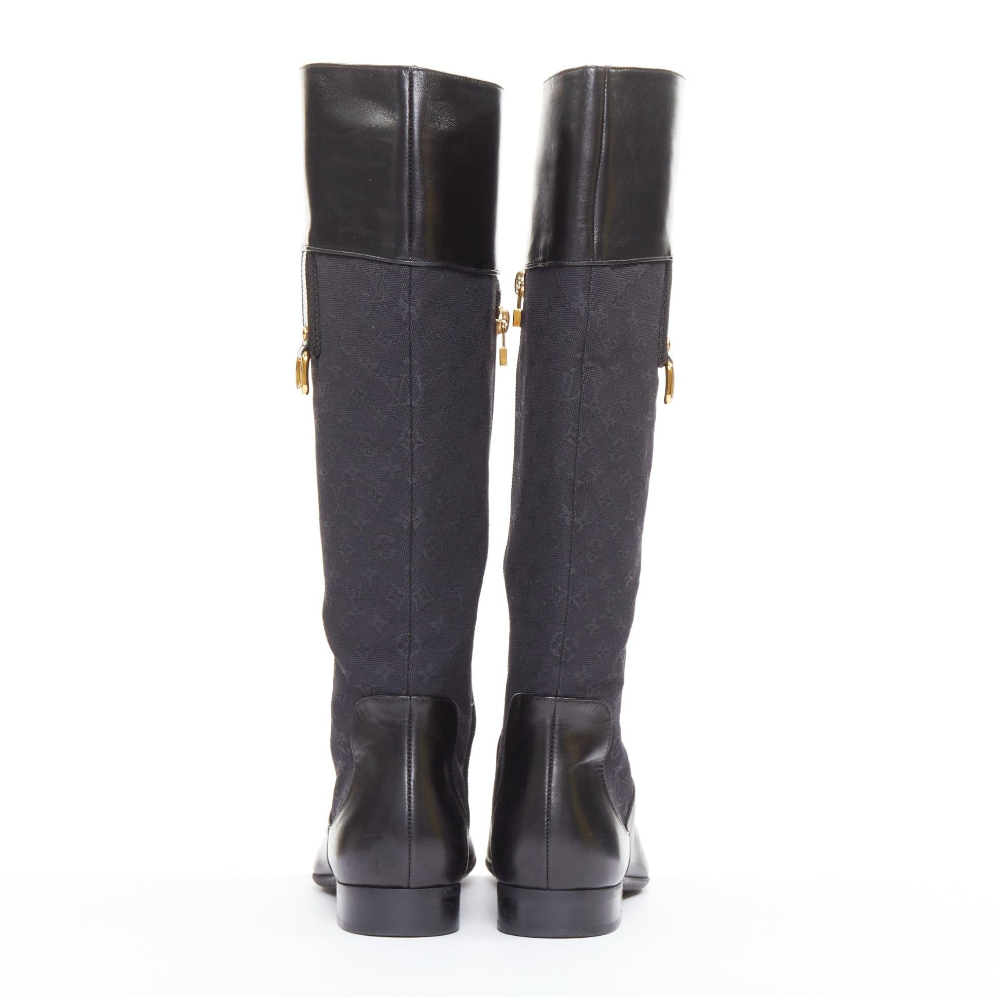De las mujeres LOUIS VUITTON Mini Lin negro monograma lona saure puntera botas de montar EU37.5 en venta
