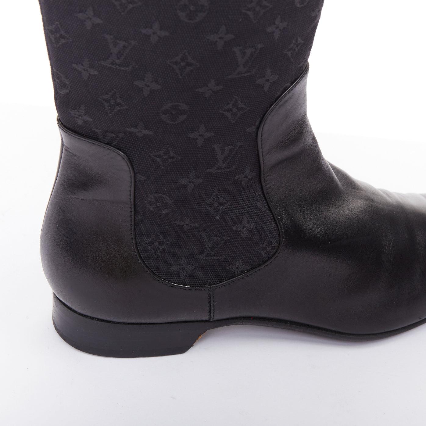 LOUIS VUITTON Mini Lin negro monograma lona saure puntera botas de montar EU37.5 en venta 3