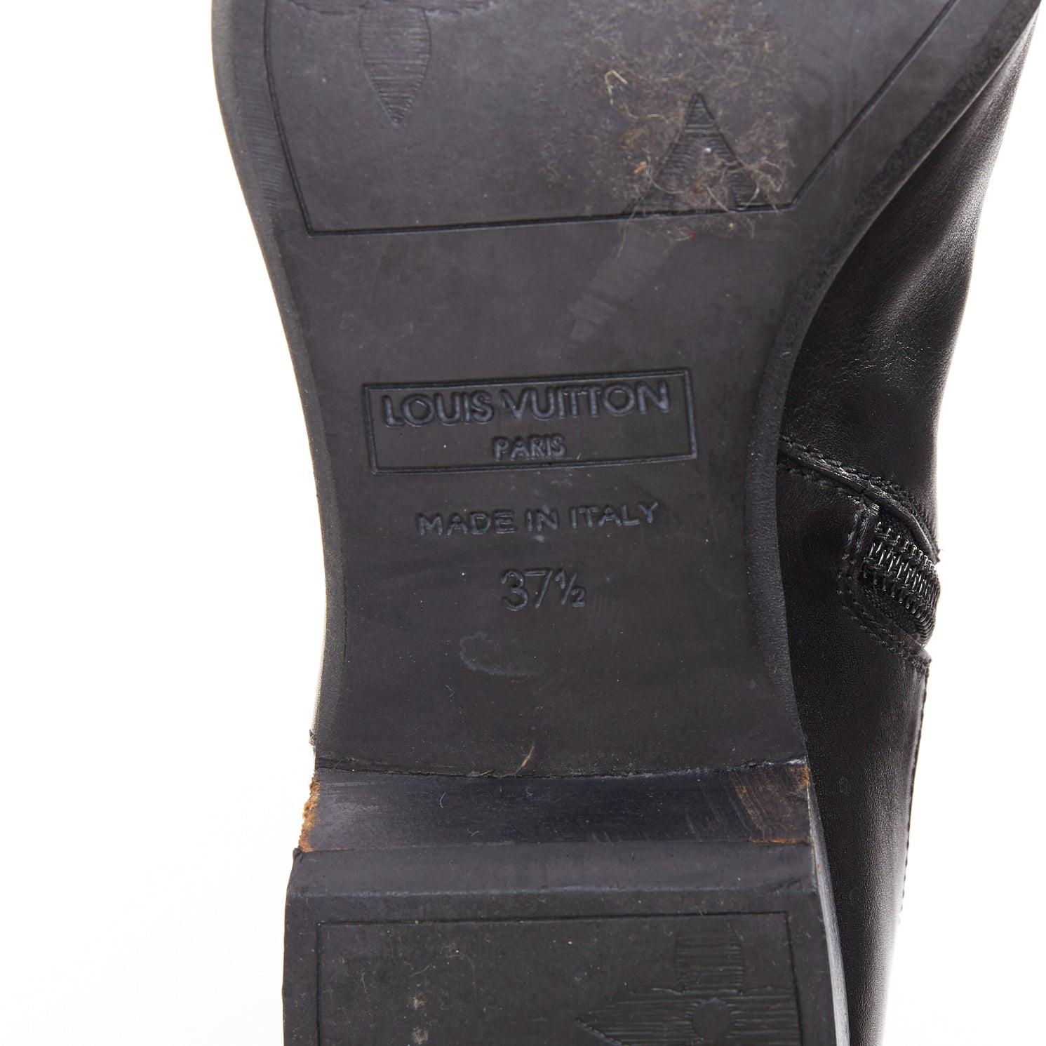 LOUIS VUITTON Mini Lin negro monograma lona saure puntera botas de montar EU37.5 en venta 4