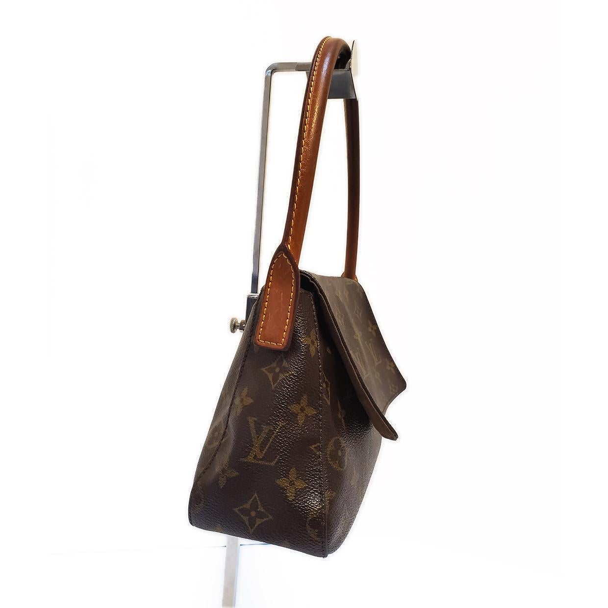 Black Louis Vuitton Mini Looping Bag Brown Monogram Hand Bag For Sale