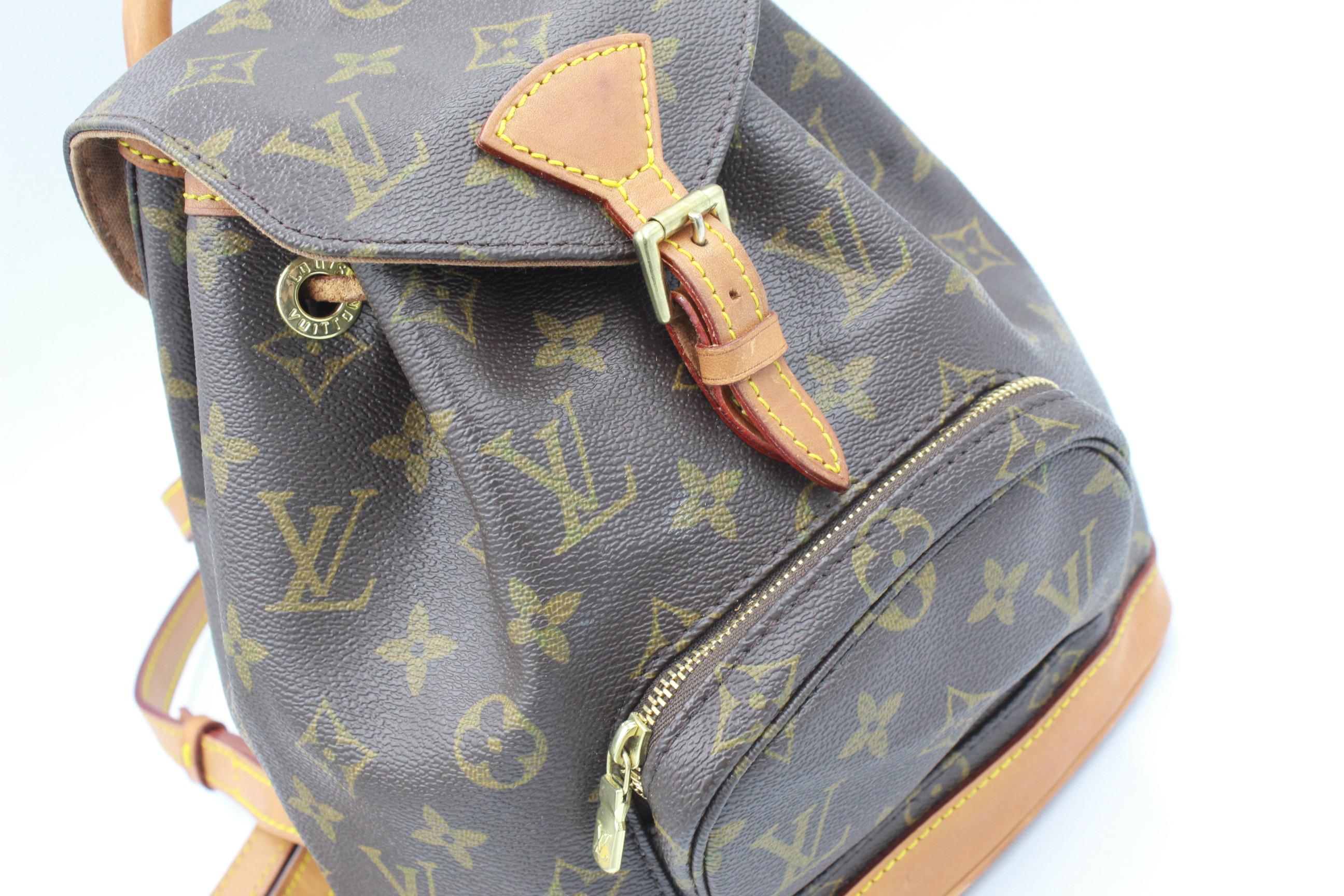 Brown Louis Vuitton mini Montsouris backpack in monogram canvas For Sale