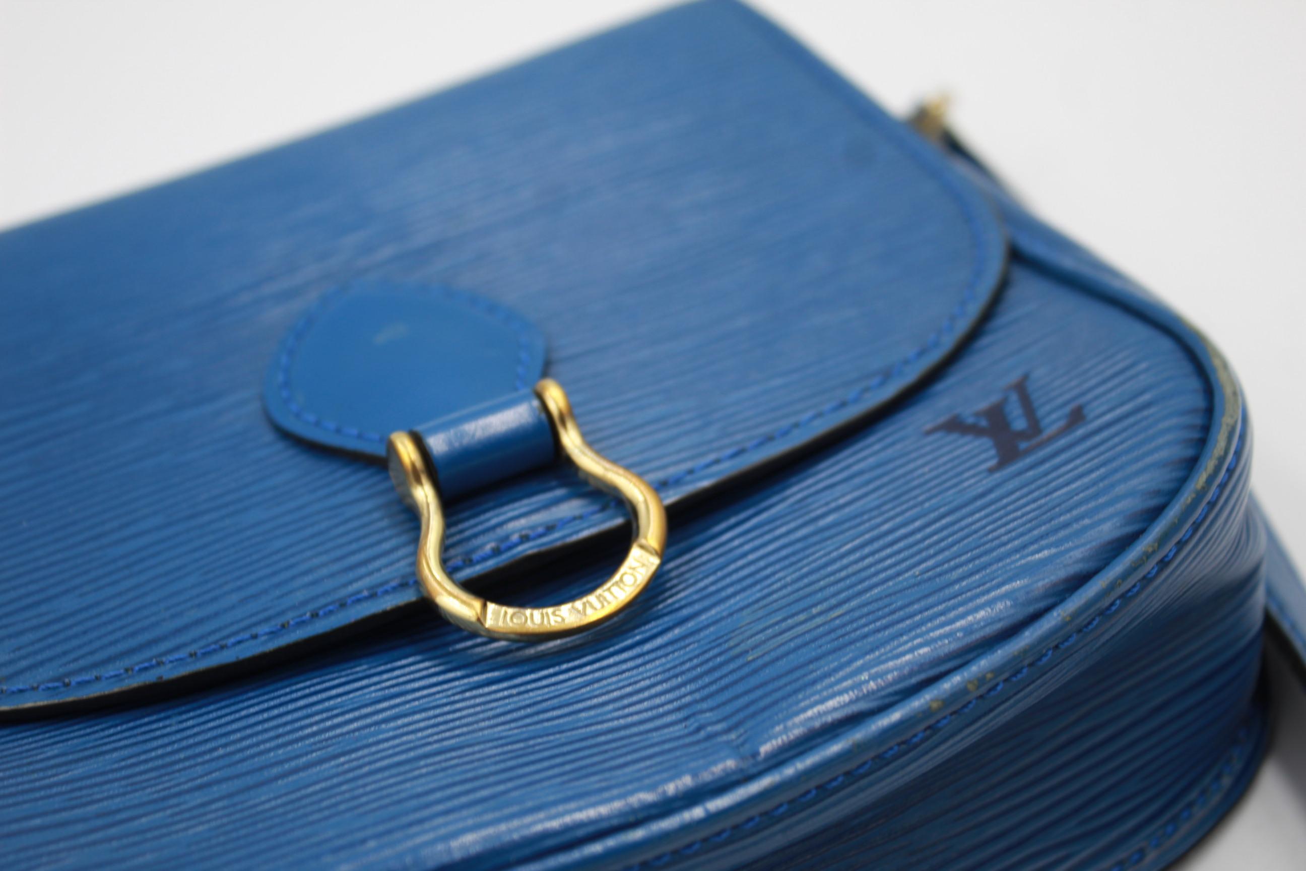 Louis Vuitton mini Saint Cloud handbag in blue epi leather In Good Condition For Sale In Paris, FR