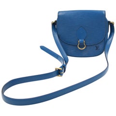Retro Louis Vuitton mini Saint Cloud handbag in blue epi leather