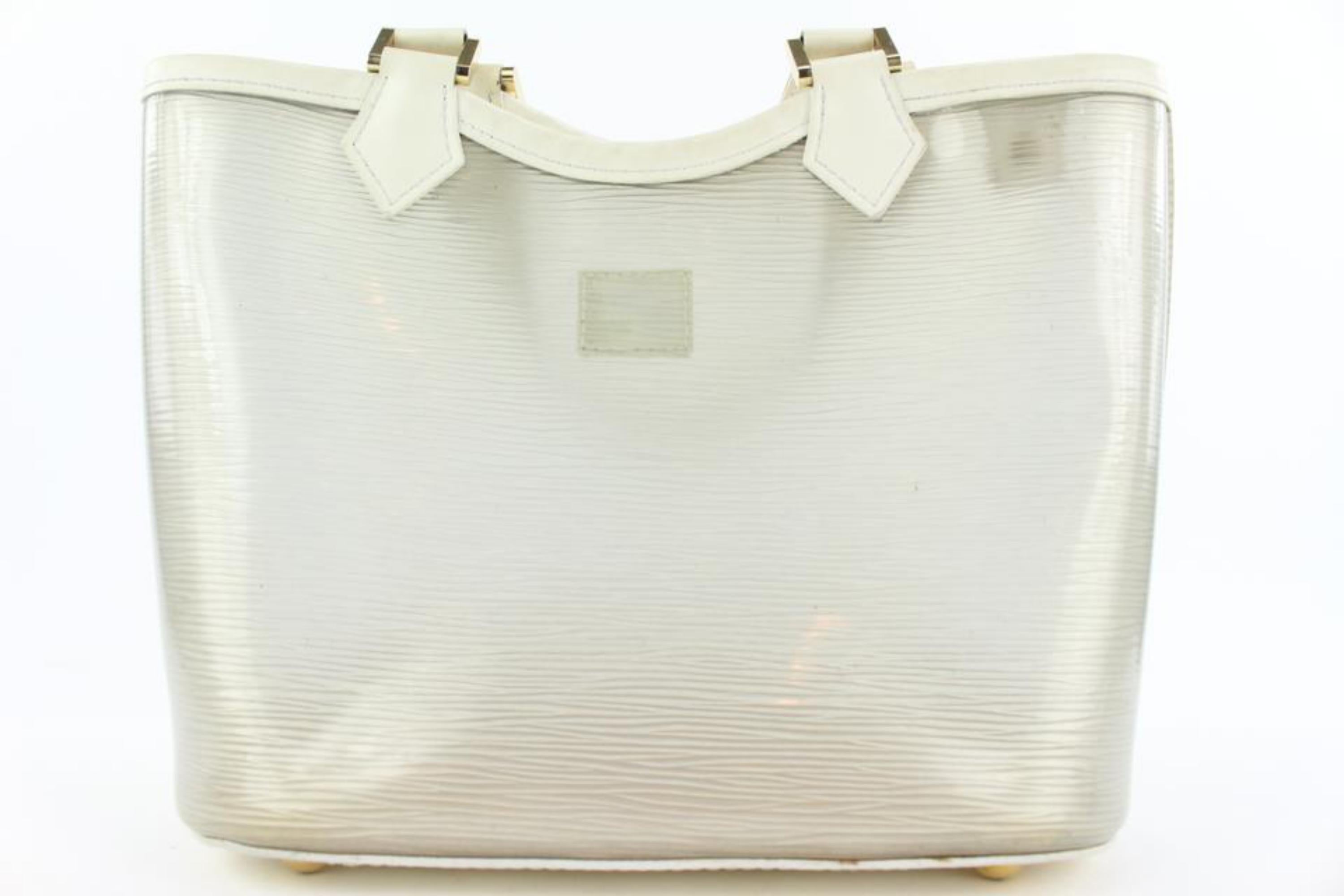 Women's Louis Vuitton Mini White Epi Plage Clear Lagoon Bay Baia Tote bag 4LV1026