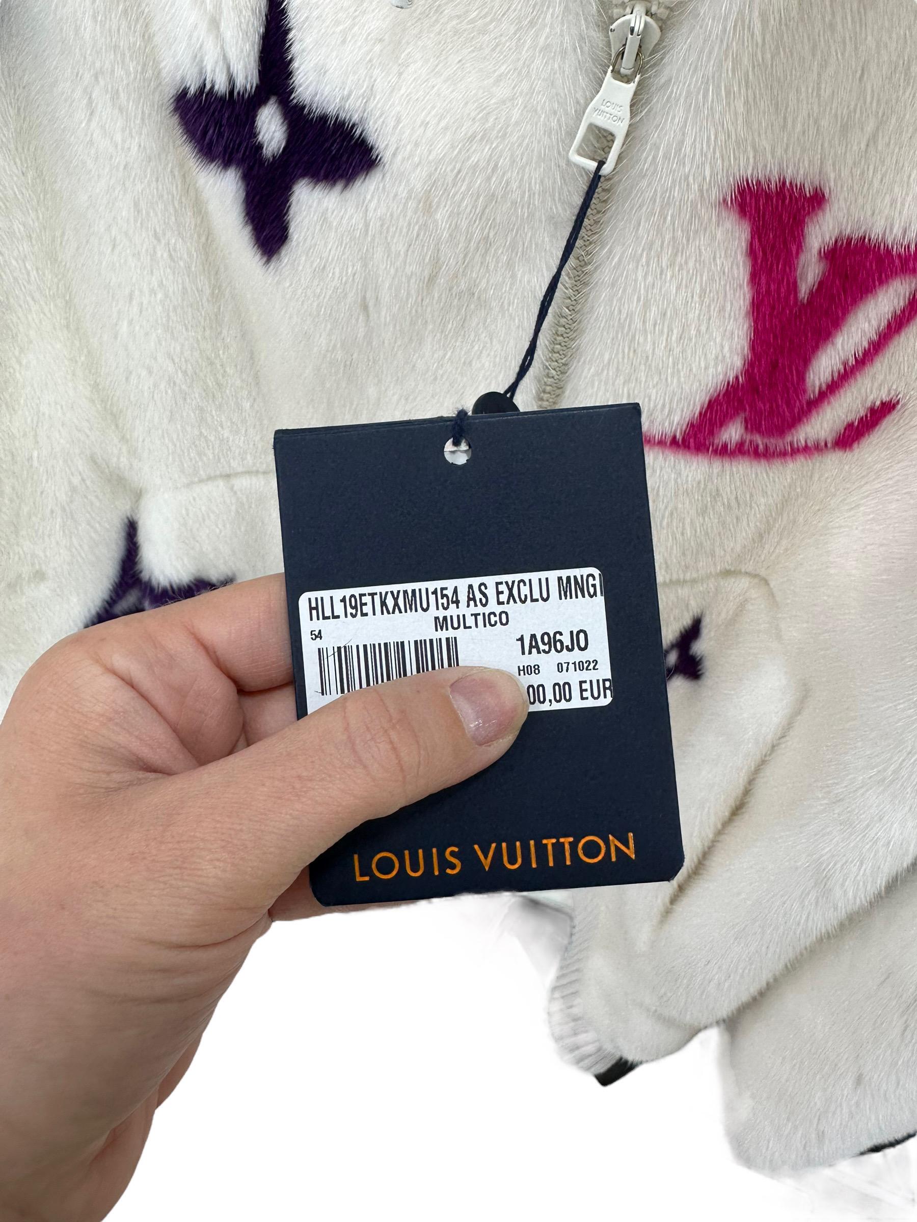 Louis Vuitton Nerzpelzmantel x Virgil Abloh Weiß und mehrfarbiges Pelz im Angebot 6