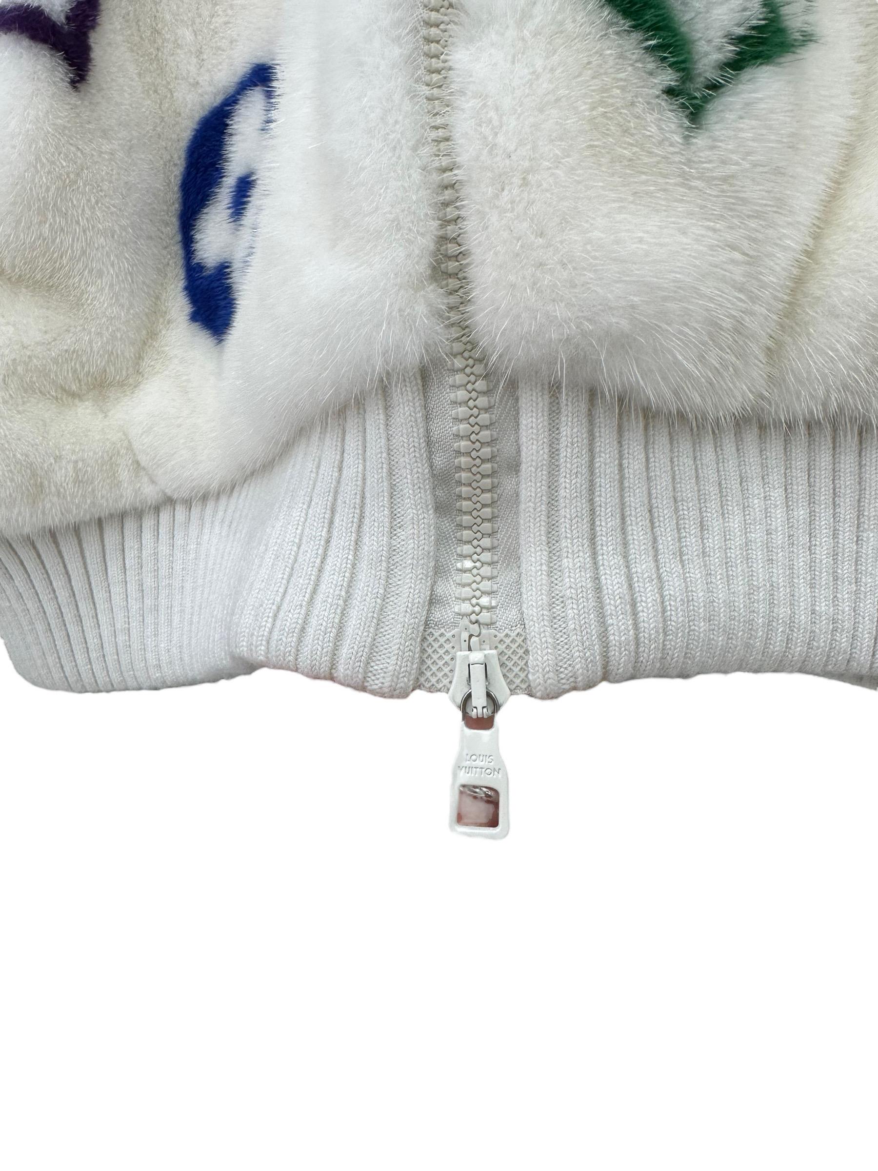Louis Vuitton Mink Fur Coat x Virgil Abloh White And Multicolor Fur For Sale 5