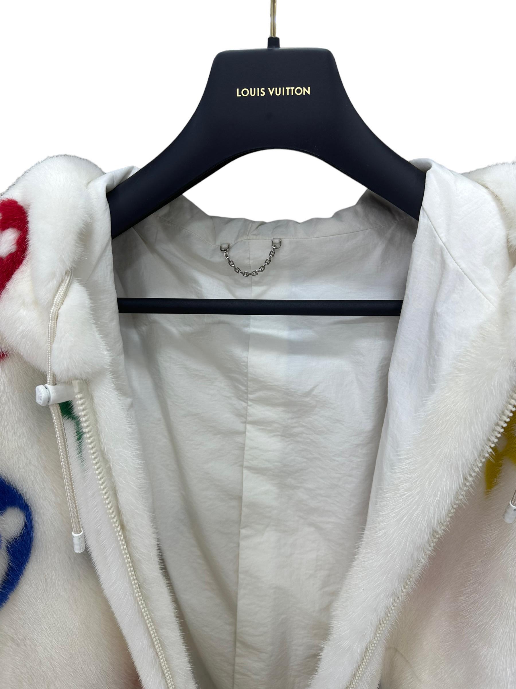 Louis Vuitton Mink Fur Coat x Virgil Abloh White And Multicolor Fur For Sale 7
