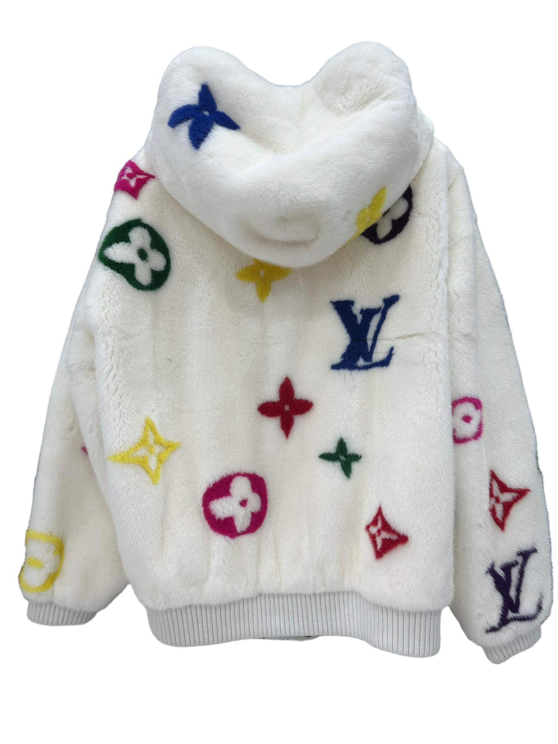 Louis Vuitton Mink Fur Coat x Virgil Abloh White And Multicolor Fur For Sale 8
