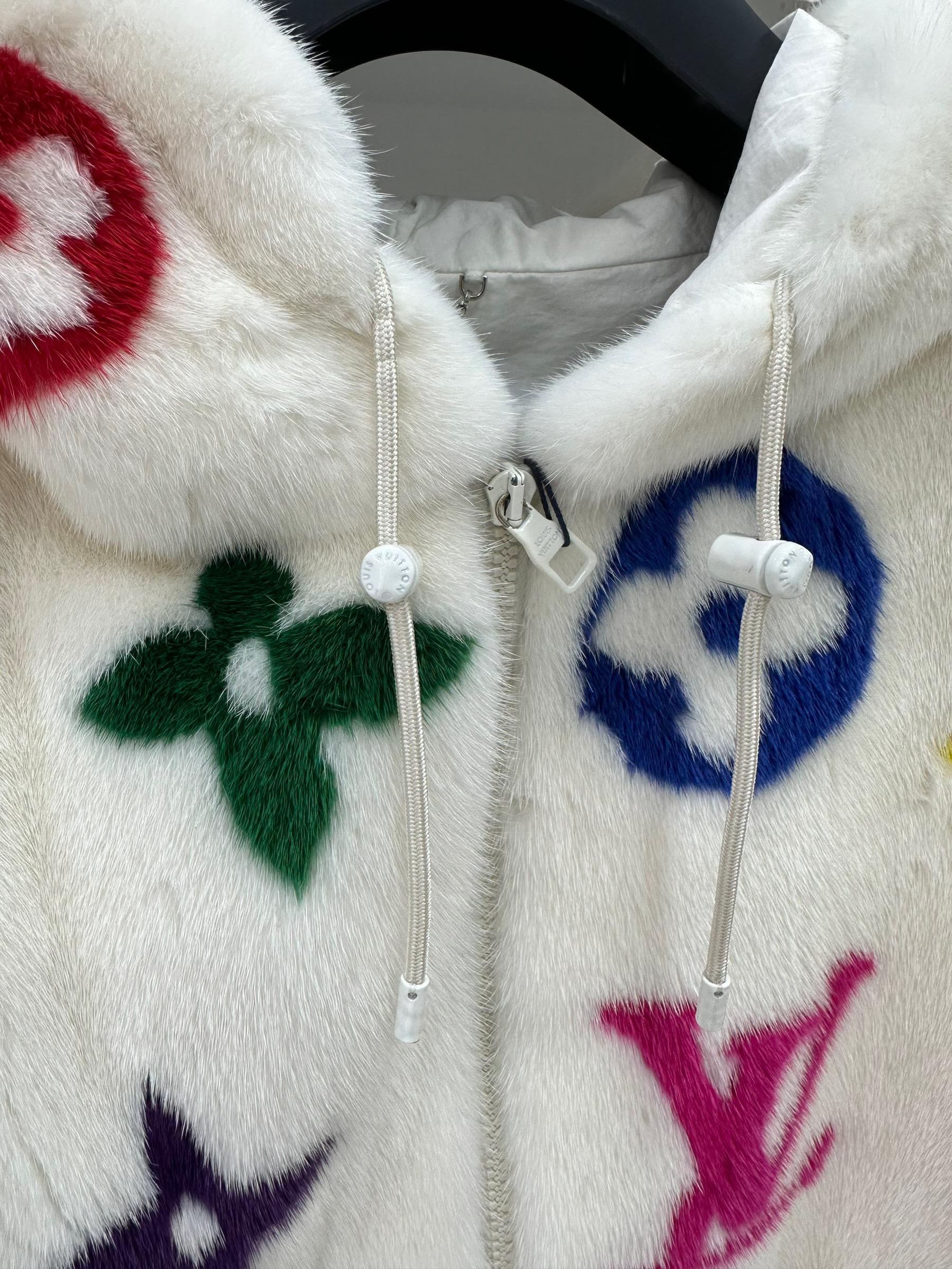 Louis Vuitton Mink Fur Coat x Virgil Abloh White And Multicolor Fur For Sale 12
