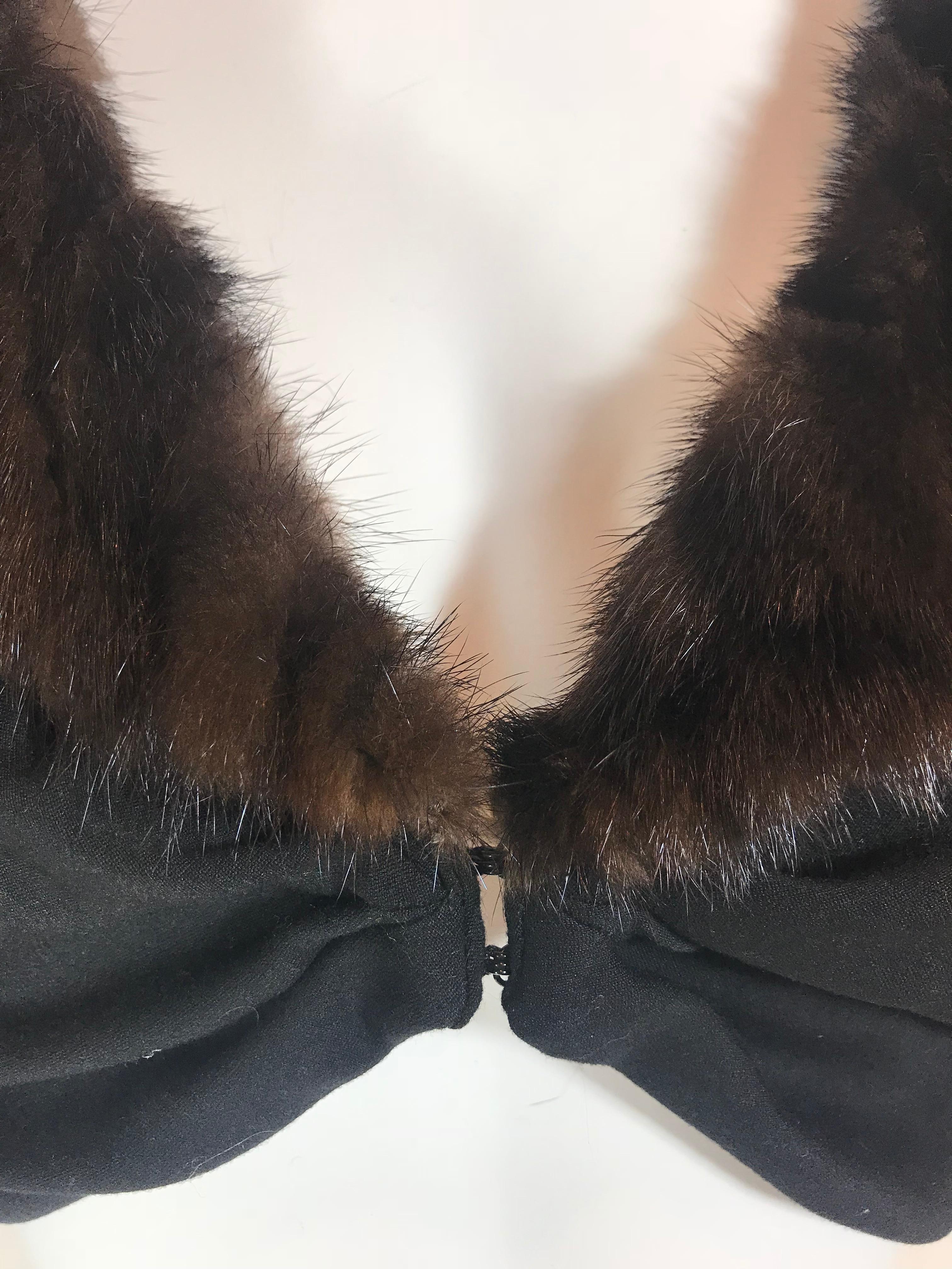 Black Louis Vuitton Mink Fur Cropped Jacket For Sale
