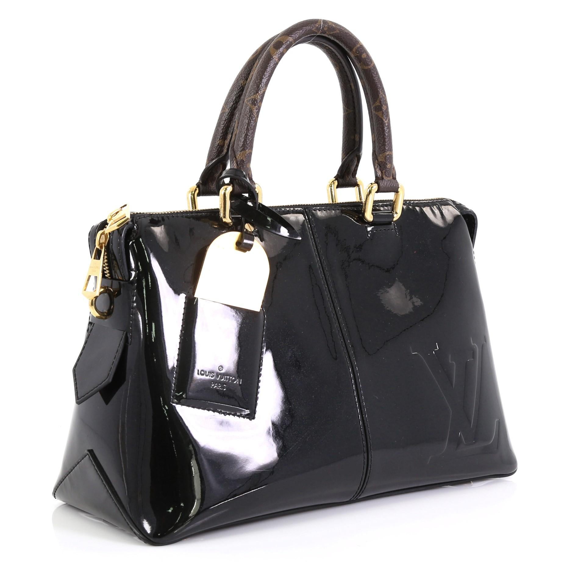 Black Louis Vuitton Miroir Handbag Vernis with Monogram Canvas