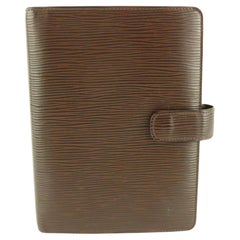 Louis Vuitton Mocha Brown Epi Leather Medium Ring Agenda MM 5lk59s