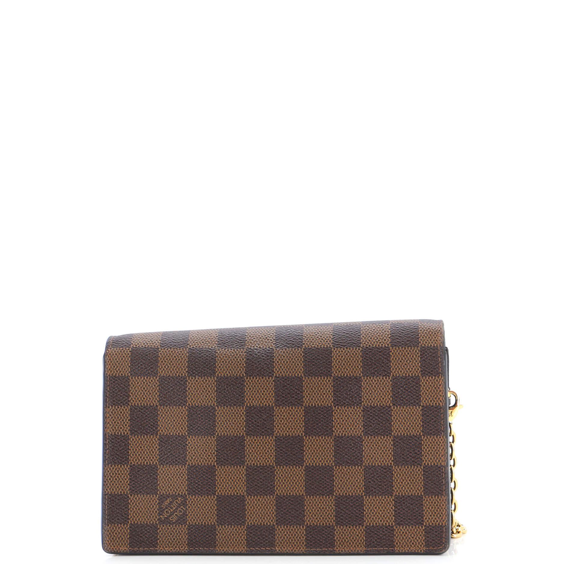 Louis Vuitton Model: Vavin Chain Wallet NM Damier with Leather In Fair Condition In NY, NY