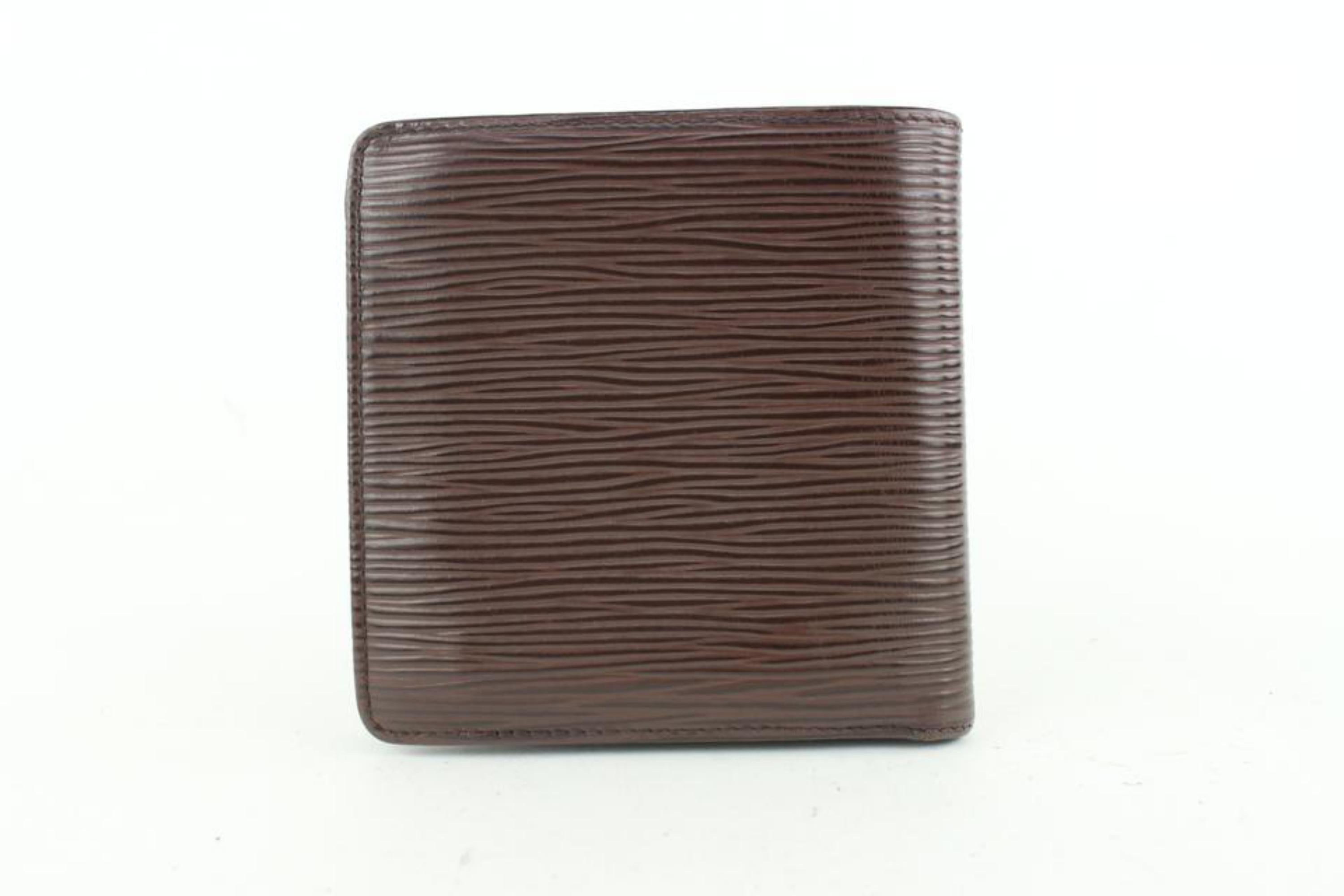 Louis Vuitton Moka Brown Epi Leather Slender Multiple Marco Florin Wallet 1LV52a In Good Condition In Dix hills, NY