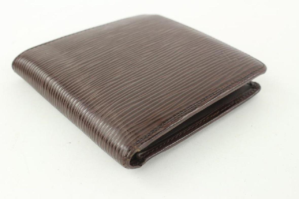 Black Louis Vuitton Moka Brown Epi Leather Slender Multiple Marco Florin Wallet For Sale