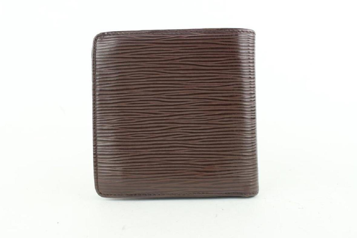 Louis Vuitton Moka Brown Epi Leather Slender Multiple Marco Florin Wallet In Good Condition For Sale In Dix hills, NY