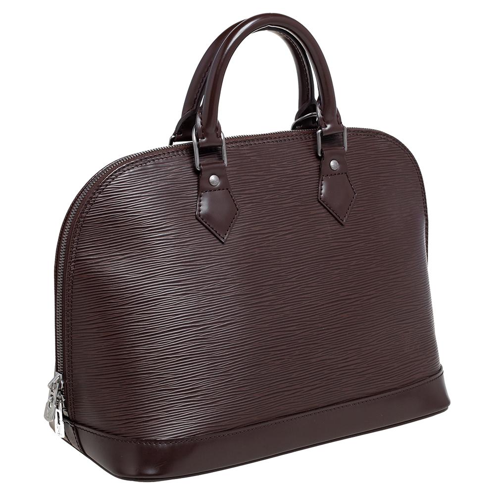 Louis Vuitton Moka Epi Leather Alma PM Bag In Good Condition In Dubai, Al Qouz 2