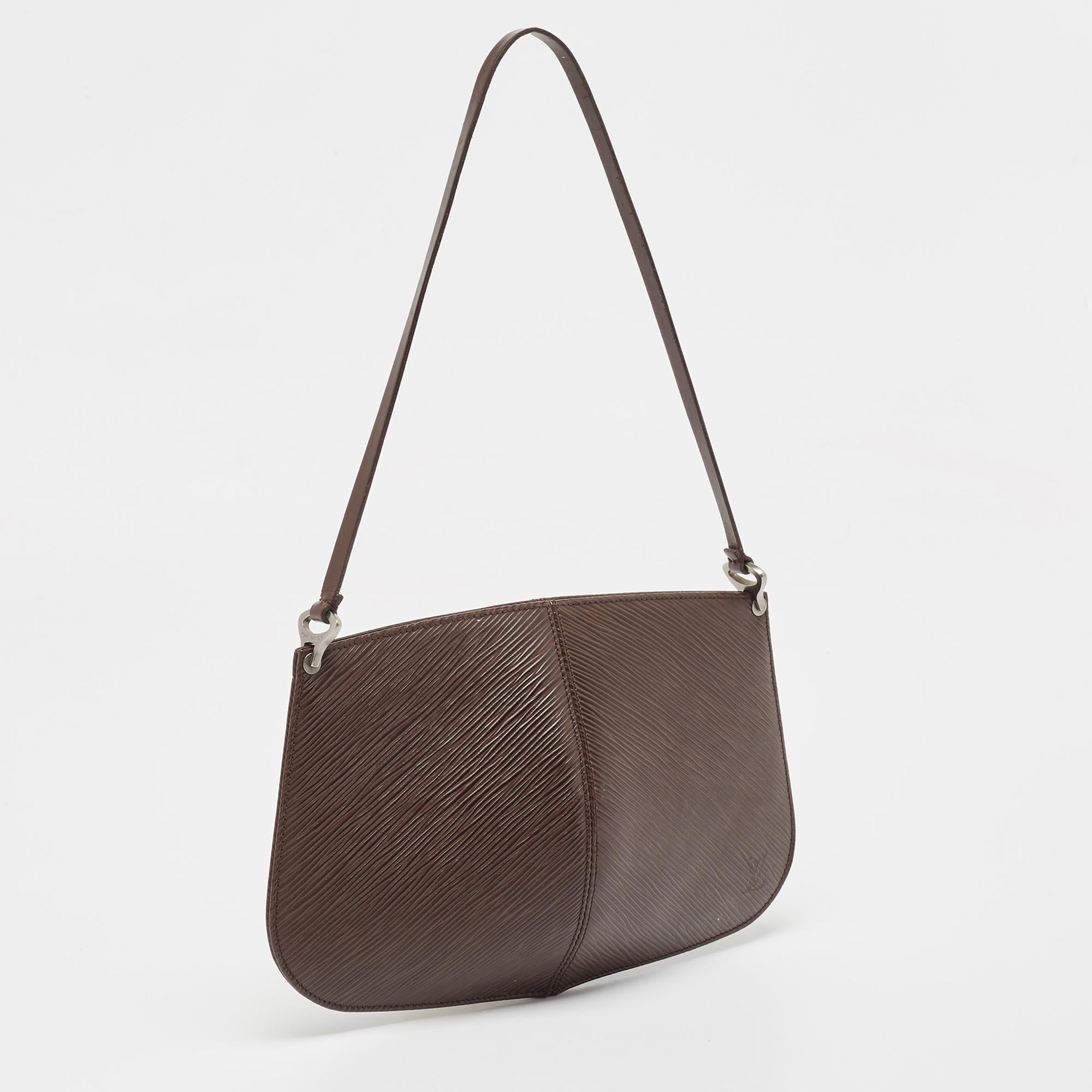 Women's Louis Vuitton Moka Epi Leather Demi Lune Pochette Bag