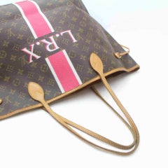 Louis Vuitton Mon Monogram Stripe Neverfull GM Red Tote Bag Large 858623