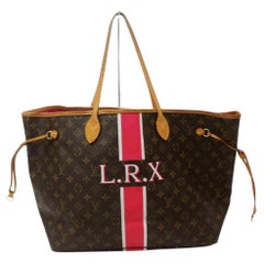 Louis Vuitton Mon Monogram Stripe Neverfull GM Red Tote Bag Large 858623