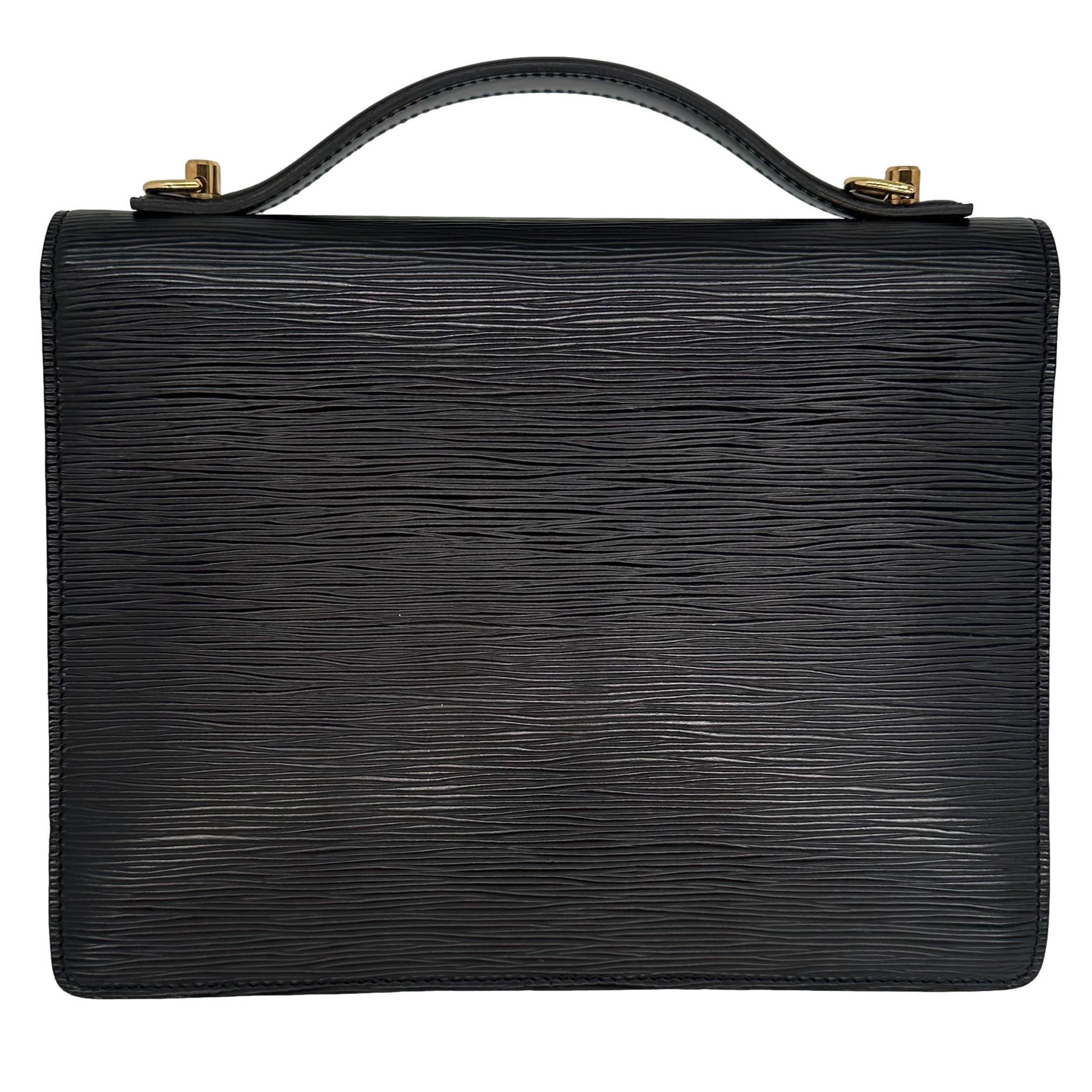 Louis Vuitton Monceau 28 Black Epi Leather Shoulder Crossbody Bag, France 1992.  For Sale 1