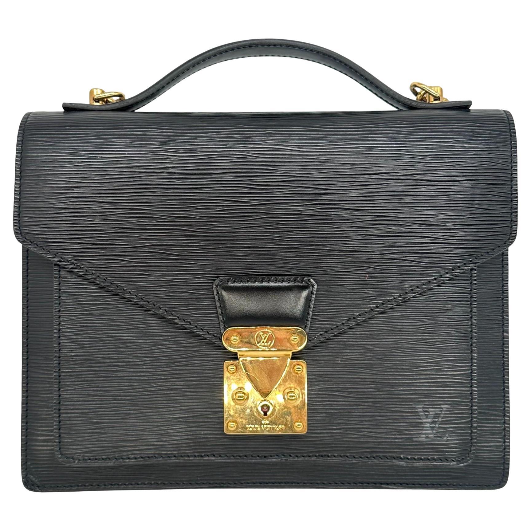Louis Vuitton Monceau 28 Black Epi Leather Shoulder Crossbody Bag, France 1992.  For Sale