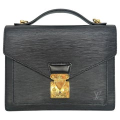 Louis Vuitton Monceau 28 Black Epi Leather Shoulder Crossbody Bag, France 1992. 