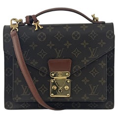 LOUIS VUITTON Monceau Brown Monogram Canvas and Leather Handbag 1990