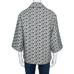 Louis Vuitton Monochrome Floral Jacquard A Line Jacket S